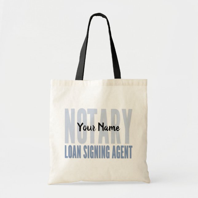 Notary Loan Signing Agent Blue Font Customised Tote Bag (Front)