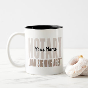 Notary Loan Signing Agent Brown Font Customised Two-Tone Coffee Mug