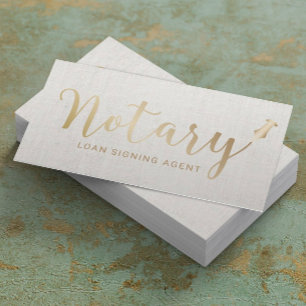 Notary - Loan Signing Agent Elegant Gold Script Business Card