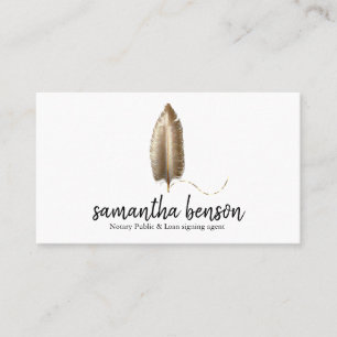 Notary Loan Signing Agent Elegant Quill Pen Logo Business Card