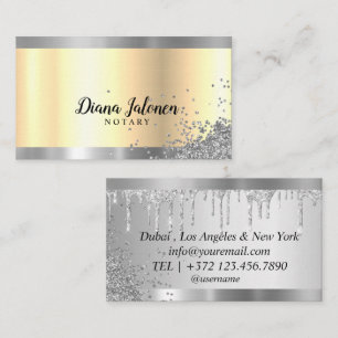Notary Loan Signing Agent Gold Border Business Card