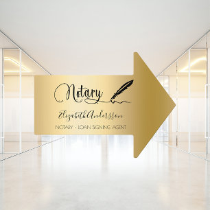Notary loan signing agent gold business arrow garden sign