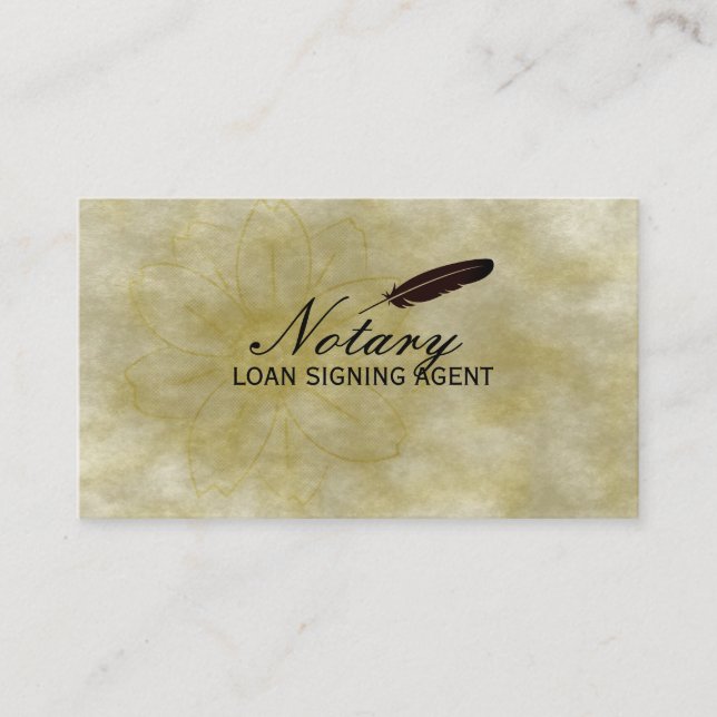Notary Loan Signing Agent Gold Flower Business Car Business Card (Front)