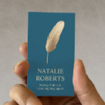 Notary Loan Signing Agent Gold Quill Pen Teal Business Card<br><div class="desc">Notary Public Loan Signing Agent Gold Quill Pen Teal Business Card.</div>