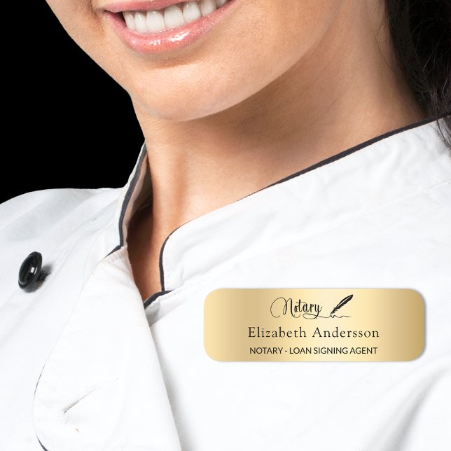 Notary loan signing agent gold script  name tag (Creator Uploaded)