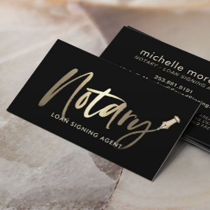 Notary Loan Signing Agent Gold Typography Business Card