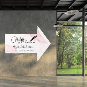 Notary loan signing agent marble business arrow garden sign