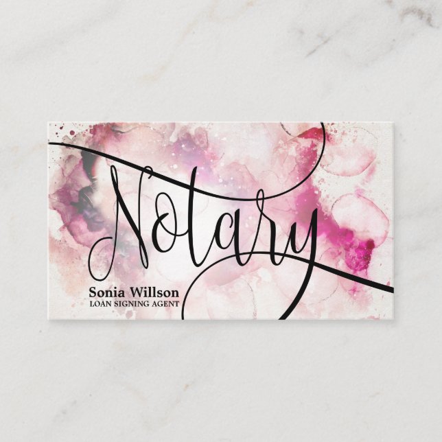 Notary Loan Signing Agent Modern abstract script Business Card (Front)