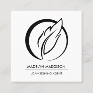 Notary Loan Signing Agent Modern Black & White Square Business Card