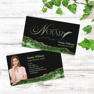 Notary Loan Signing Agent Modern Emerald Green Bu Business Card
