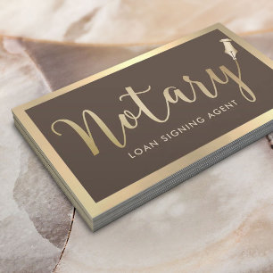 Notary Loan Signing Agent Modern Gold & Brown Business Card