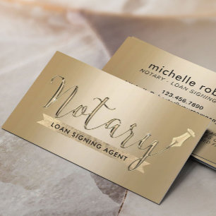 Notary Loan Signing Agent Modern Gold Business Card