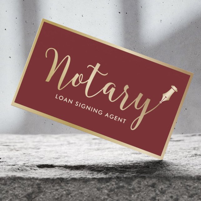 Notary Loan Signing Agent Modern Gold Framed Business Card (Creator Uploaded)