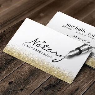 Notary Loan Signing Agent Modern Gold Glitter Business Card
