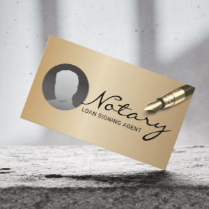 Notary Loan Signing Agent Modern Gold Photo Business Card