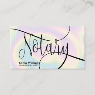 Notary Loan Signing Agent Modern Holographic Foil Business Card