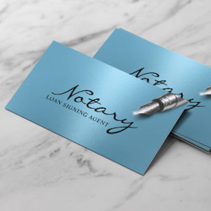 Notary Loan Signing Agent Modern Light Blue Business Card