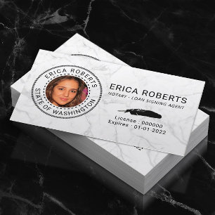 Notary Loan Signing Agent Modern Marble Photo Business Card