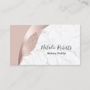 Notary Loan Signing Agent Modern Marble Rose Gold Business Card
