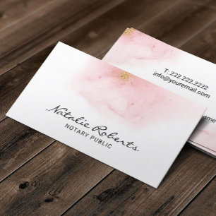 Notary Loan Signing Agent Modern Pink & Gold Ombre Business Card