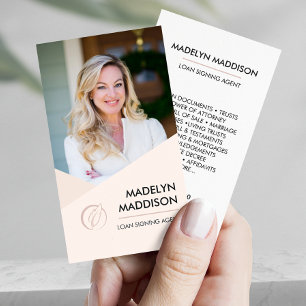 Notary Loan Signing Agent Modern Rose Photo Business Card
