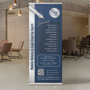 Notary Loan Signing Agent Navy & Silver Marketing Retractable Banner