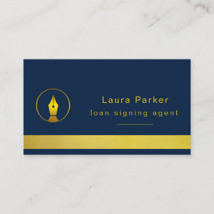 Notary Loan Signing Agent Nib Gold Public Writer Business Card