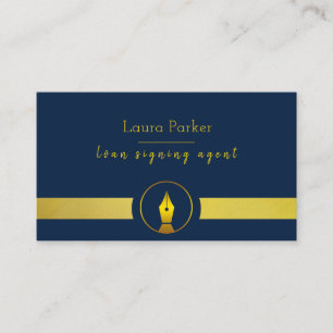 Notary Loan Signing Agent Nib Gold Writer Author Business Card