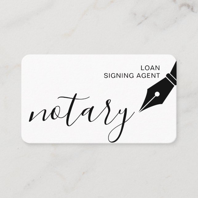 Notary Loan Signing Agent Nib Logo Tax Public Business Card (Front)