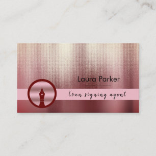 Notary Loan Signing Agent Nib Rose Gold Writer Business Card