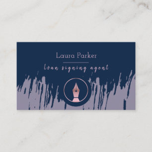 Notary Loan Signing Agent Nib Rose Gold Writer Business Card