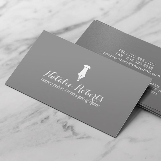 Notary Loan Signing Agent Plain Grey Minimalist Business Card (Creator Uploaded)