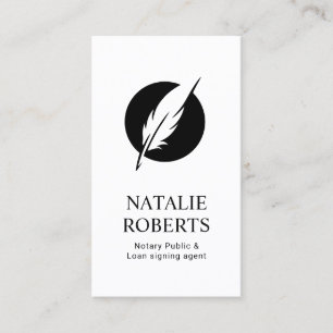 Notary Loan Signing Agent Professional Quill Logo Business Card