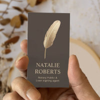 Notary Loan Signing Agent Quill Pen Brown & Gold