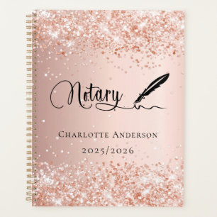 Notary loan signing agent rose gold 2026 planner