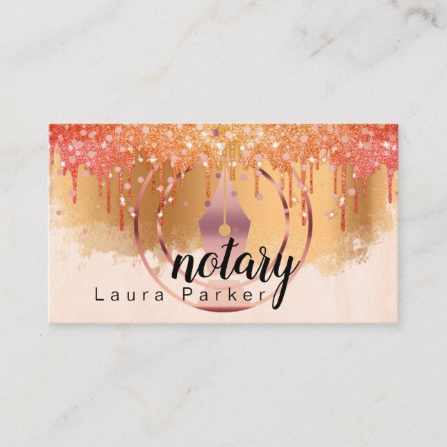 Notary Loan Signing Agent Rose Gold Attorney    Bu Business Card (Front)