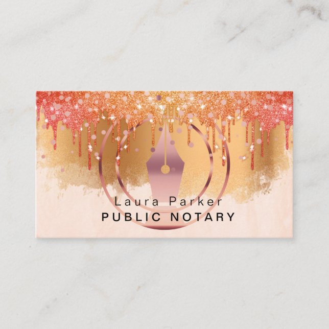 Notary Loan Signing Agent Rose Gold Attorney  Business Card (Front)