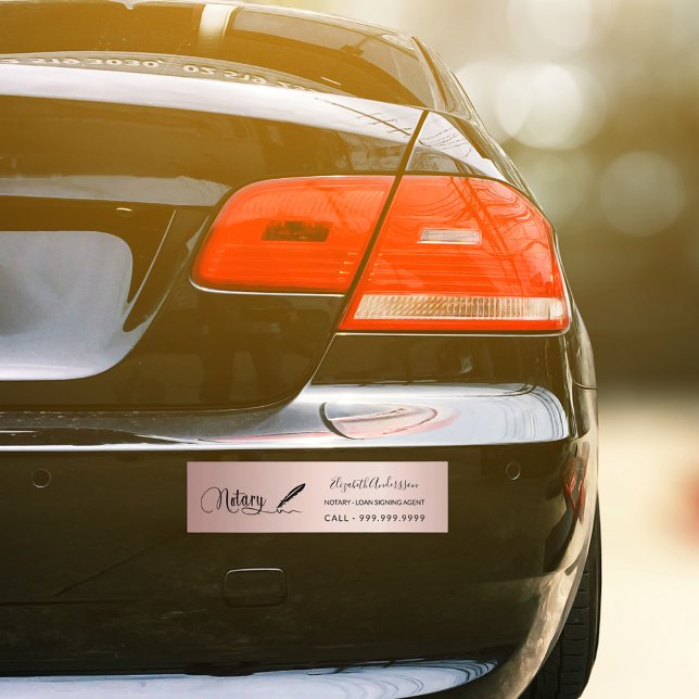 Notary loan signing agent rose gold blush script bumper sticker (Creator Uploaded)