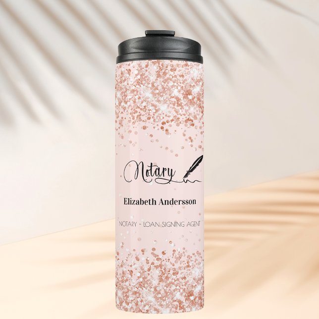 Notary loan signing agent rose gold blush thermal tumbler (Creator Uploaded)