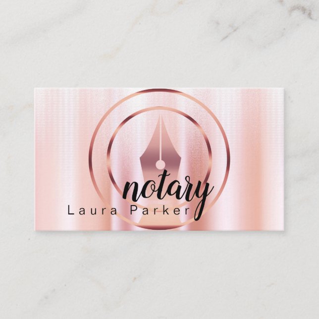 Notary Loan Signing Agent Rose Gold Dripping Busin Business Card (Front)