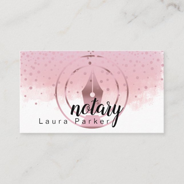 Notary Loan Signing Agent Rose Gold Dripping  Business Card (Front)
