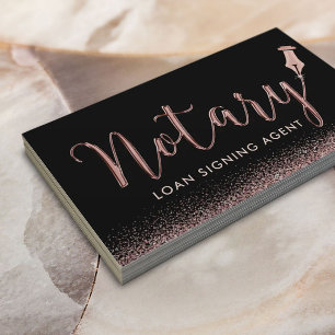 Notary Loan Signing Agent Rose Gold Typography Business Card