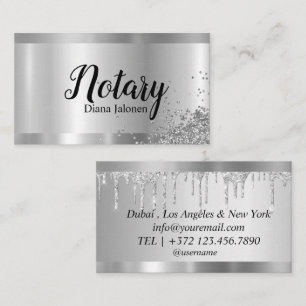 Notary Loan Signing Agent Silver Border Business Card
