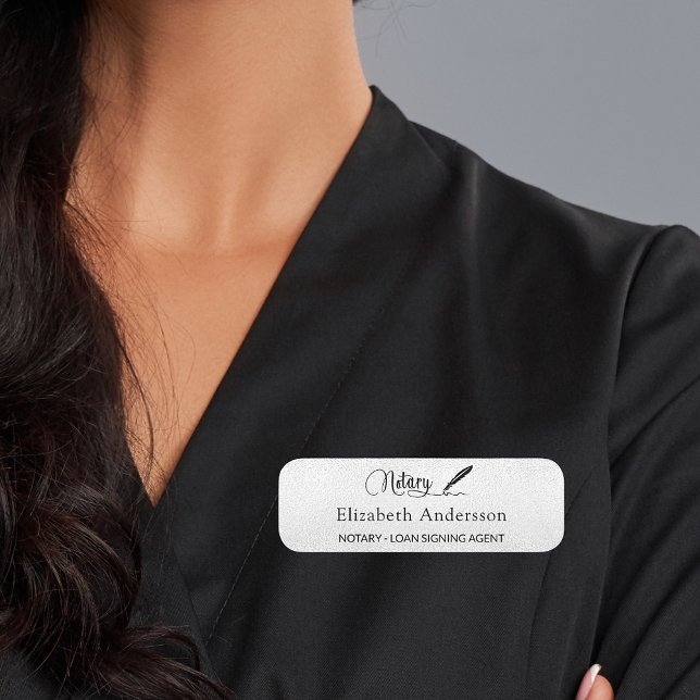 Notary loan signing agent silver script  name tag (Creator Uploaded)