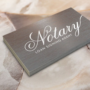 Notary Loan Signing Agent Typography Copper Metal Business Card