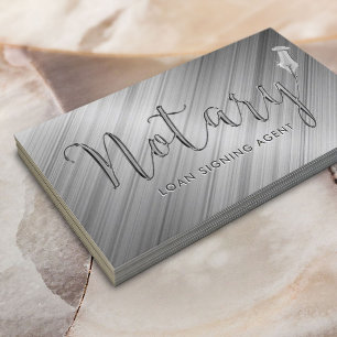Notary Loan Signing Agent Typography Faux Metallic Business Card