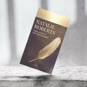 Notary Loan Signing Agent Vintage Gold Quill Business Card