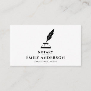 Notary Loan Singing Agent Minimal Black & White    Business Card