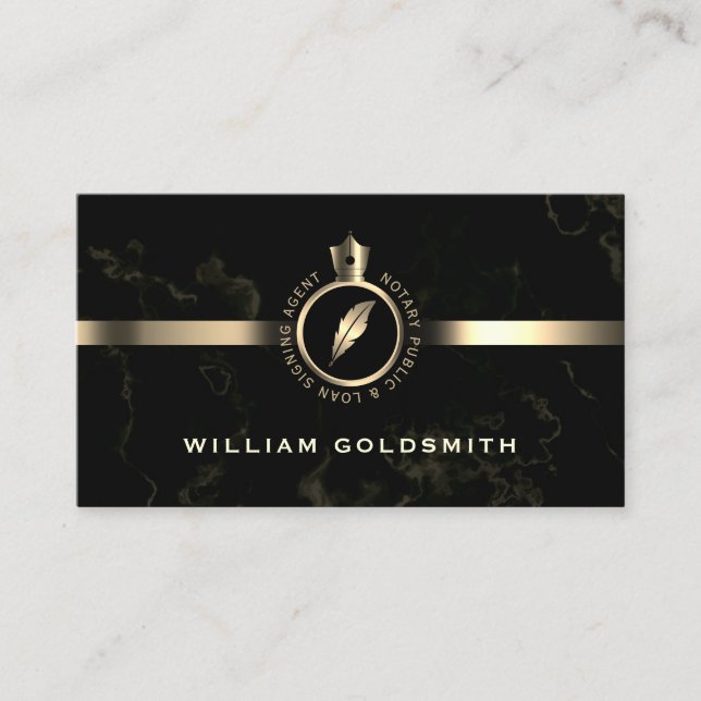 Notary logo coat of arms golden business card (Front)