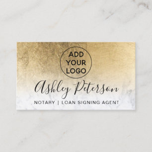 Notary logo typography marble yellow gold foil business card